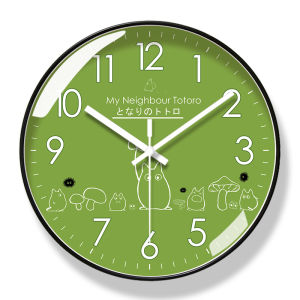 Creative Childrens Room Decorative Wall Clocks Quiet Bedroom Cartoon Squirrel Digital Clock Modern Simple Style Plastic round Clock