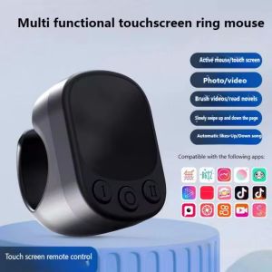Mini Wireless Remote with Touchpad Scrolling Ring Bluetooth Page Turner for iPhone Android iPad Controller USB Rechargeable
