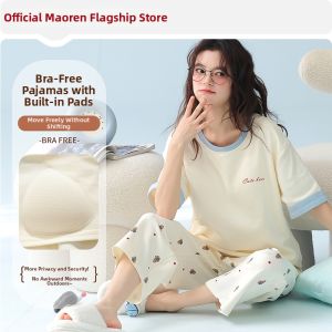 MiiOW | Summer Cotton Cooling Home Suit With Chest Pad