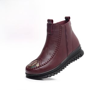 SHIPAILUO | Winter New Fashion Mom Shoes Cotton Slippers Flat Bottom Anti-Slip Retro Womens Boots Middle-Aged And Elderly Warmth Short Boots