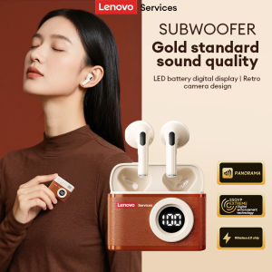 Lenovo | Lenovo LE218 TWS Wireless Retro CCD Earphones Bluetooth 6.0 Vintage Leather Earbuds LED Digital Display Headphones Low Latency