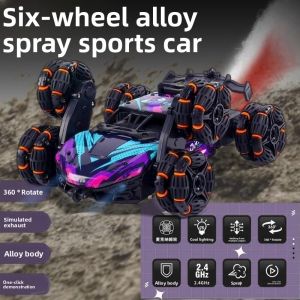 Hot Toys | Remote Control Car for Boys: 6-Wheel Transforming Dump Truck w/ Stunt Light Spray Off-Road - Perfect Birthday Gift Toy