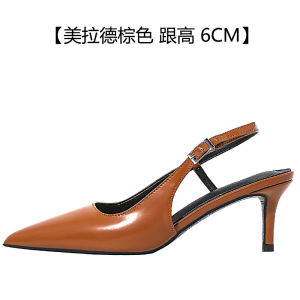Lin Zailin Black Pointed Toe High Heels Womens Thin Heel Elegance Lady Small Cat Heel White Sandals Buckle Closure Hollow out