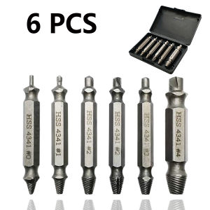 6-Piece Screw Puller Kit Fracture Bolts and Damaged Screw Puller Device Screw Nuts and Bolt Drill Bit Tool Damaged Screw Extractor Kit