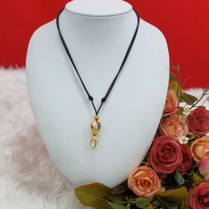 สร้อยเชือกร่มคั่นเม็ดลงยา แบบรูดปรับขนาดความยาวได้ ห้อยพระ สวมหัวได้ สวยงาม ทนทาน ใส่ได้ทุกโอกาส ถ่ายรูปจากสินค้าจริง