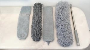 4 Pcs Microfiber Cobweb Duster with 112.2-inch Extendable Pole Washable and Reusable Feather Cleaning Duster Kit with 3 Duster