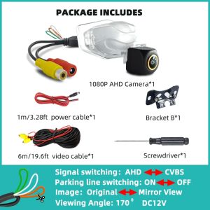 Backup Camera170° HD Rear View Reverse AHD or CVBS for Honda CRV Odyssey Accord Crosstour FR-V Fit Jazz HRV CRZ CRX Jade Car