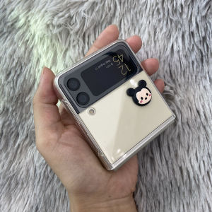Ultra-Thin Foldable Screen Phone Case for Samsung ZFlip4 Transparent Protective Cover W23Flip Cute Cartoon Style Anti-Slip