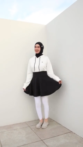 Hitjab - Rok Tennis Rok Scuba High Waist Olahraga Sport Zipper Belakang Lari Gym Padel - 5-0036