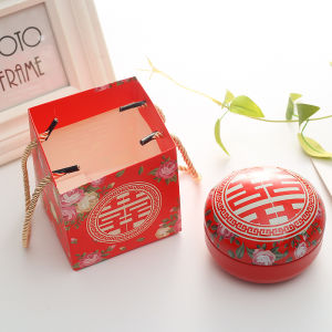 กล่องของขวัญใส่ลูกอมสำหรับงานแต่งงานกล่องใส่ลูกอมงานแต่งทรงกลมแบบแบนกล่องเหล็กมีเอกลักษณ์สไตล์ยุโรปโรแมนติกสำหรับขึ้นบ้านใหม่ไอเดียสร้างสรรค์