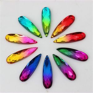 Acrylic Waterdrop Rhinestones 8X28mm Flat Bottom Hand Sewn Drill for DIY Handmade Jewelry Accessories Fashionable Decorations