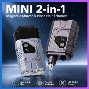 Taoxilife Portable 2‑in‑1 Nose Hair Trimmer Electric Shaver Nose Hair Trimmer with Floating Blade Net IPX7 Waterproof LED Power Display for Business Travel & Daily Use