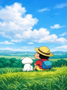 Bandai | Bộ Tranh Kim Cương 5D DIY - Shinchan & Shiro Những Khoảnh Khắc Thư Giãn Khu Vực Dán Đầy Đủ Phim Hoạt Hình Acrylic Phong Cảnh Hình Vuông/kim Cương Tròn
