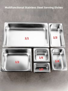Thickened Stainless Steel Rectangular Tray for Self-Service Buffet Food Serving Fast Food Container with Lid Numbered Tray Box