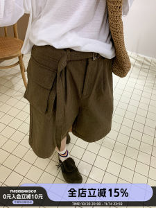 กางเกงขาสั้นทรงหลวมขาบานสำหรับผู้ชายสไตล์เกาหลีฤดูร้อน 2025 กางเกงขายาวทรงตรงสบายๆ สไตล์เกาหลี