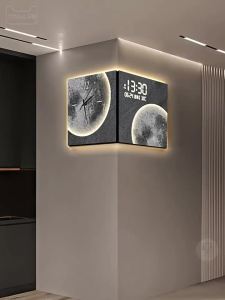 JIJIANJI | Creative Dual-Sided Corner Clock Digital Wall Clock With Perpetual Calendar
