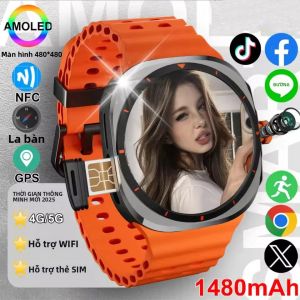 Đồng Hồ Thông Minh Ultra 2025 Dành Cho Nam Hỗ Trợ 4G 5G SIM WiFi NFC GPS La Bàn Camera Xoay 32GB Android IOS 9.0 Chống Nước Theo Dõi Sức Khỏe