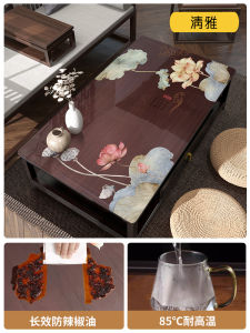 New Chinese Style Transparent PVC Tea Tablecloth Waterproof Oilproof Soft Glass Tea Table Mat Living Room Wooden Coffee Table