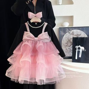 New Style Fashionable Bow Tulle Dress Glitter