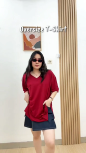 4847 Vasya Vee Pocket Top Kaos Oversize Wanita