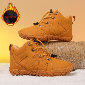 Kids Winter Barefoot Cotton Shoe Hike Footwear Waterproof Wide Toe High Top Snow Boot Thick Warm Non-Slip Sneaker Boys And Girls