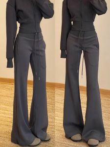 High Waist Bell Bottom Yoga Pants Womens Drawstring Sweatpants Slimming Small Stature Drapey Style Fall New Arrival