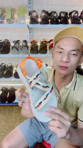 Dép Cha co mẫu THỔ CẨM TRẮNG CAM đế QUẾ thơm cao cấp D.A Store dép nam nữ bền bỉ năng động dép xăng đan quai hậu