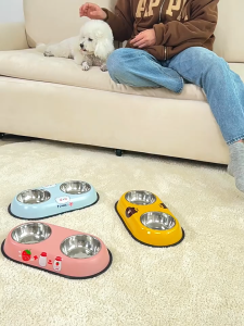 [NHIỀU MẪU ] chén đôi inox in họa tiết siêu cute dành cho chó mèo - T3 PETS SHOP