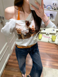 Off-shoulder Slim Fit Casual T-shirt Thin