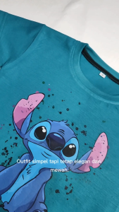 Baju Kaos Atasan Anak Perempuan Karakter Kartun Stitch Cewek Lucu Kekinian Umur 1 - 10 Tahun