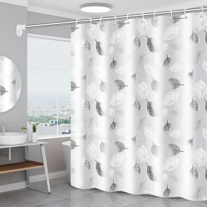 1pc Lightweight Shower Curtain Liner with Hooks Plastic Leaf Waterproof Bathroom Curtain Liner Bath Curtain for Bathtub Decor