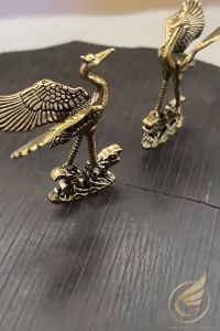 Decor Mini Chim Hạc Cưỡi Mây Tượng Đồng Nhỏ Trang Trí Tiên Hạc Phi Thiên Bằng Đồng Thau - Đồ Đồng Thuận Tâm
