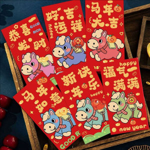 YESPERY 6Pcs 2026 Horse Year Red Envelopes CNY Cute Cartoon Lucky Money Packet Happy New Year Angpao