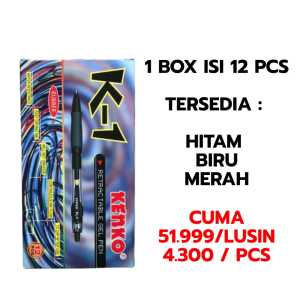 Pen Gel Kenko K1 / Pulpen Cair K-1 Tinta Hitam Biru Merah  Sekolah & Kantor – Anti Macet Tinta Enak