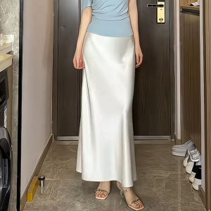 MEITESIJIAONU | Pink Acetate Satin A-line Summer New 2026 Fashion Fish Tail Skirt
