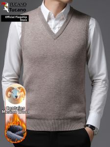 TUCANO | Insulated and Thickened Mens Sleeveless Vest with Wool V-Neck