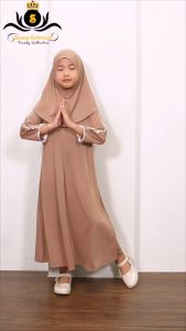 Gamis Anak Set Hijab / Abaya Anak / Gamis Anak Bahan Jersey / Gamis Putih Anak Perempuan