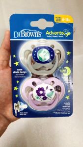 [ PA22003-INTL ] Bộ 2 ty ngậm Dr.Browns Advantage đầu tròn phát sáng dạ quang ( 6-18m )