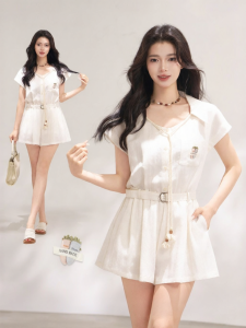 KEIKO | Weave Tie V-Neck Casual Wide Leg Jumpsuit