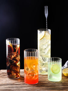 Japanese Style Straight Body Collins Glass Cocktail Cup High Ball Wave Cup Long Island Iced Tea Bar Ultra High Long Drink Cup