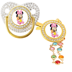 Disney | 2-Piece Set Cute Baby Feeding Kit with Baby Nipple and Nipple Clip with Dust Cover Baby Car Chain Clip for Baby Nipple Newborn
