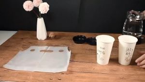 Drinking Handle Bags，100 PCS Handle Drinking Poly Bags Plastic Packaging Bag White Transparent Packaging Coffee Tote Bag Waterproof Take away Delivery Juice Coffee Drink to Coffee Shop/Restaurant/Bar