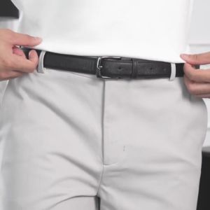 Thắt Lưng Nam FRANKIE Bản Nhỏ 3.0cm Khóa Lỗ Kim Da Bò Thật Cao Cấp Bền Đẹp Công Sở Đi Làm Đi Học Đen Trơn Đơn Giản NATO