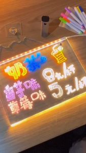 Transparent board transparent acrylic message board LED luminous writing board USB charging bedside lamp night light portable handmade DIY drawing board reusable