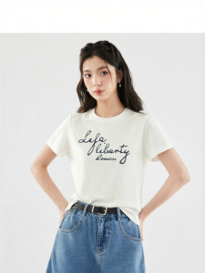 SEIFINI | Cool Feel Short Sleeve Printed Letter T-Shirt