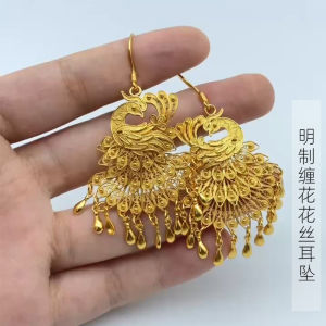 ต่างหูเงินแท้สำหรับผู้หญิง ต่างหูสไตล์ชาติพันธุ์แบบยาว ตกแต่งด้วยลูกปัดหยดน้ำ ของขวัญสำหรับเจ้าสาว ต่างหูสไตล์ย้อนยุค