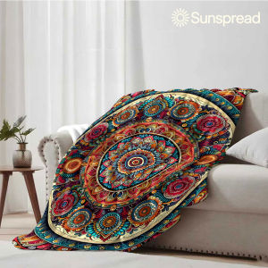 Beast Kingdom | Boho Mandala Ornament Soft Warm Flannel Blanket Lightweight Cozy Christmas Halloween Home Decor Room