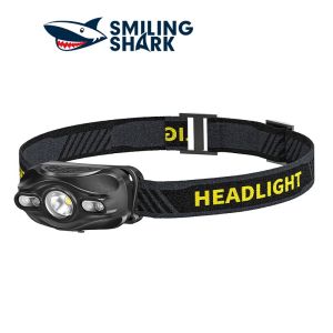 Smiling Shark TD0143 Sensor Headlight Fishing Headlamp XPE USB Rechargeable Work Head Lamp Outdoor Portable Hiking Running Fishing Adventure Lighting Light Long Endurance