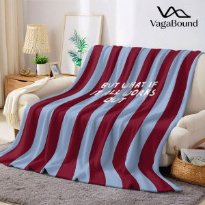 Red Blue Stripe Text Flannel Blanket Warm Soft Halloween Christmas Decorative Couch Warm Cozy All-Season Gift