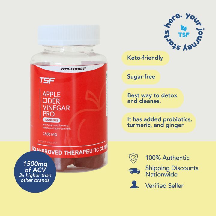 TSF Apple Cider Vinegar Gummies PRO 30s (1500 mg ACV Sugar Free